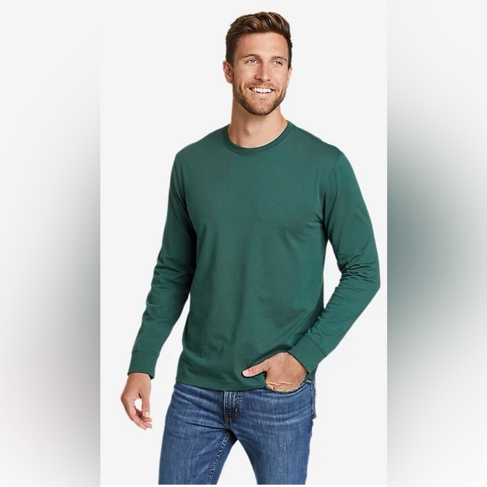 EDDIE BAUER Legendwash Long-Sleeve Tee in Dark Evergreen. Size LT